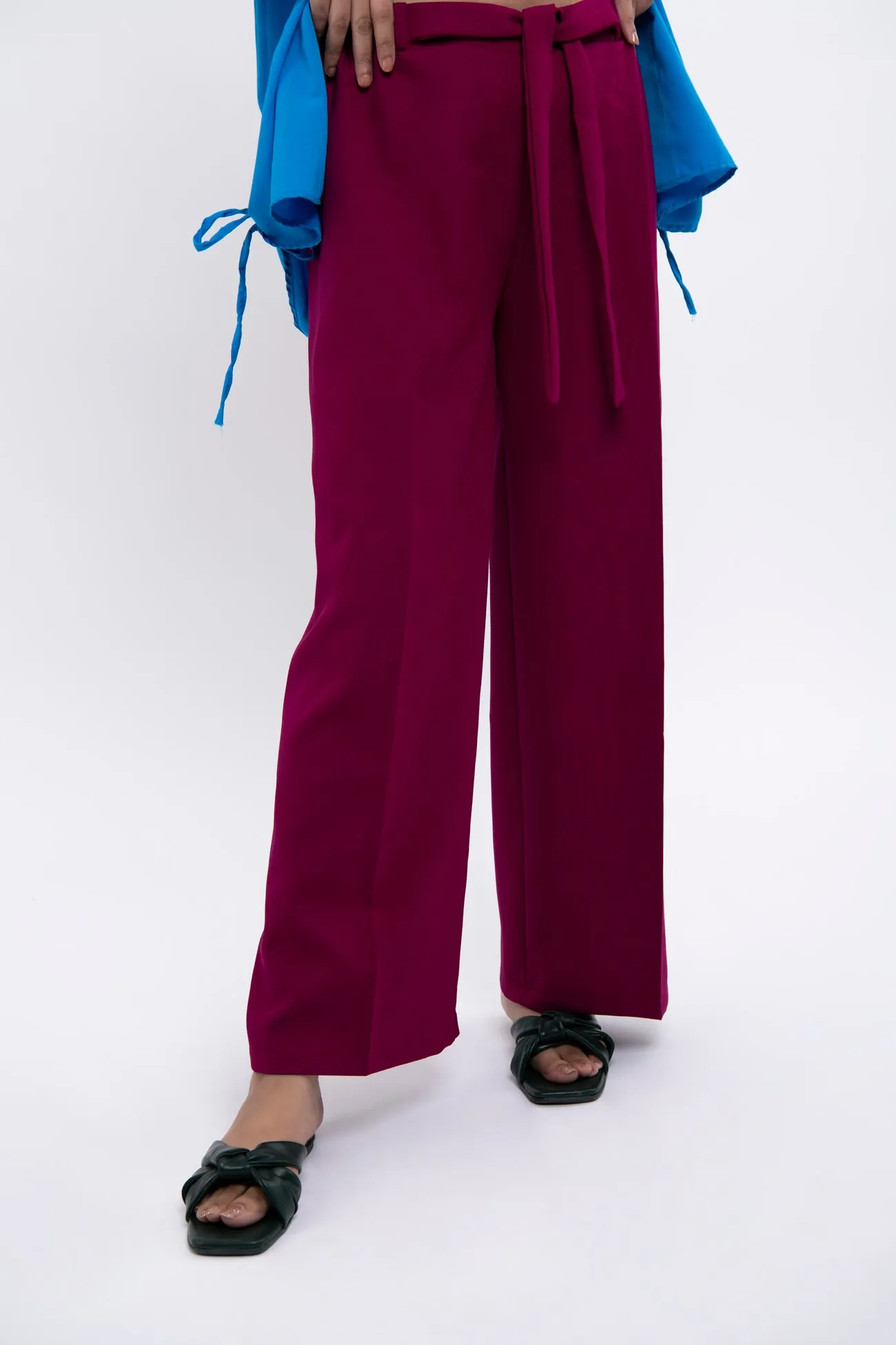 WIDE LEG BELTED TROUSERS