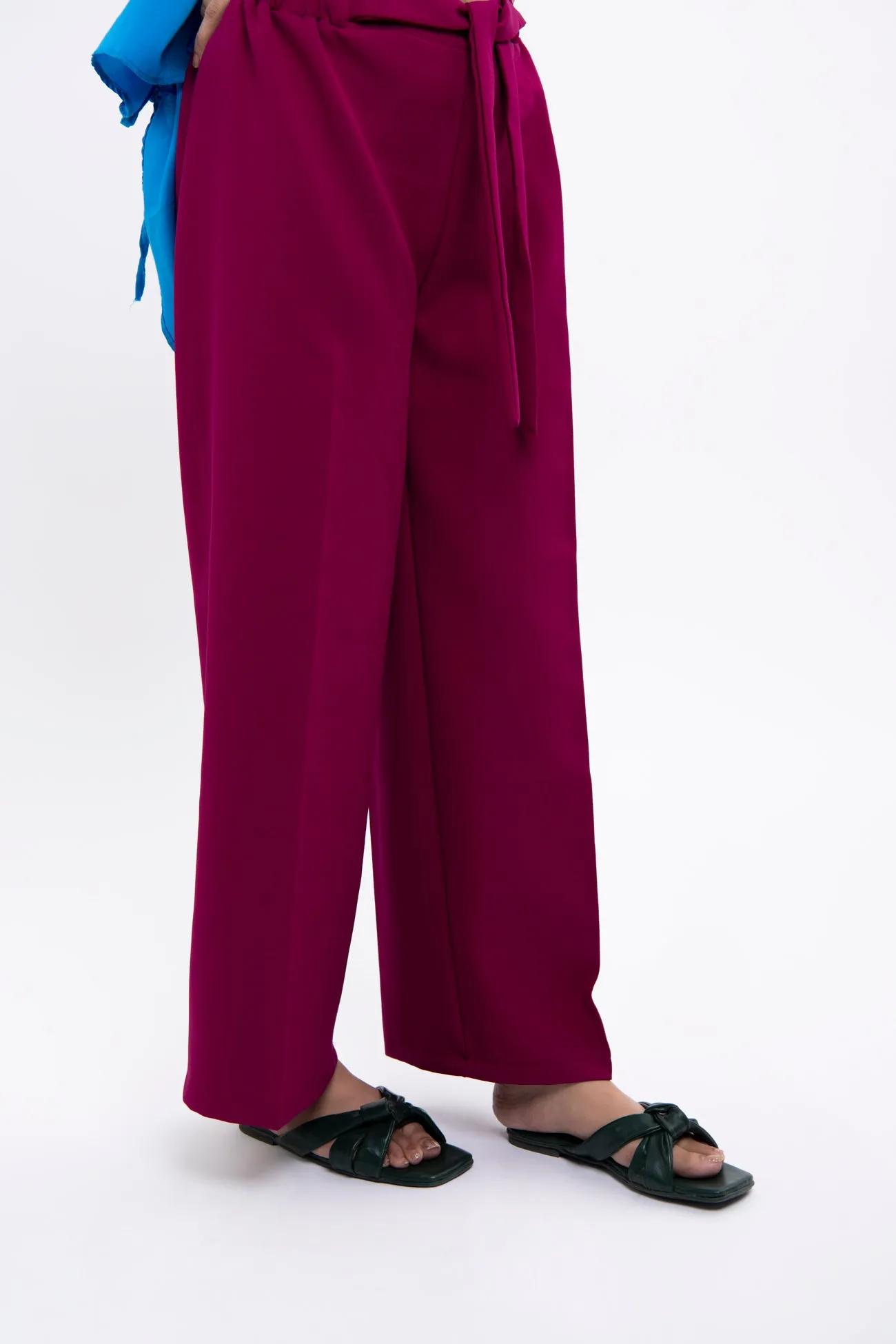 WIDE LEG BELTED TROUSERS