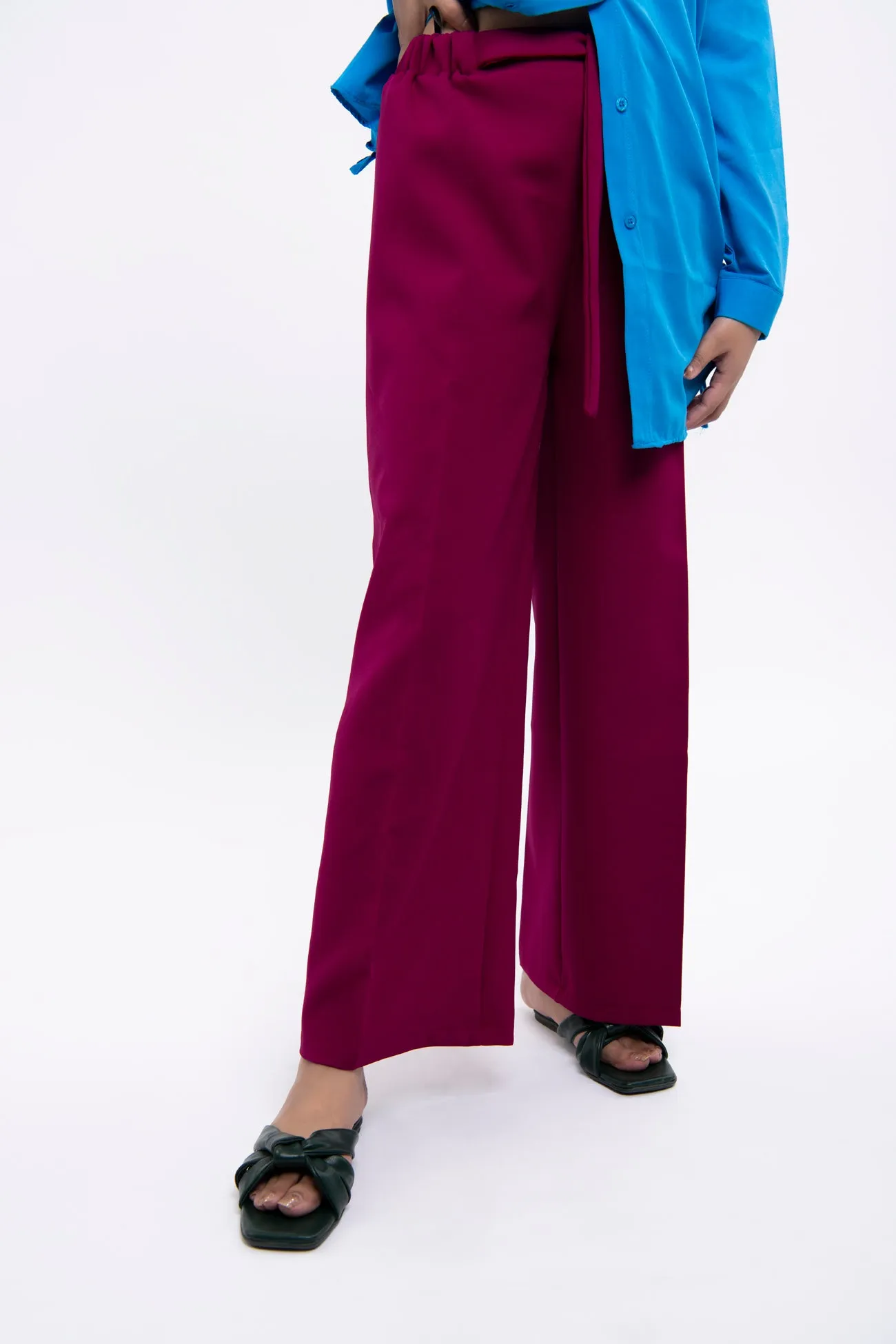 WIDE LEG BELTED TROUSERS