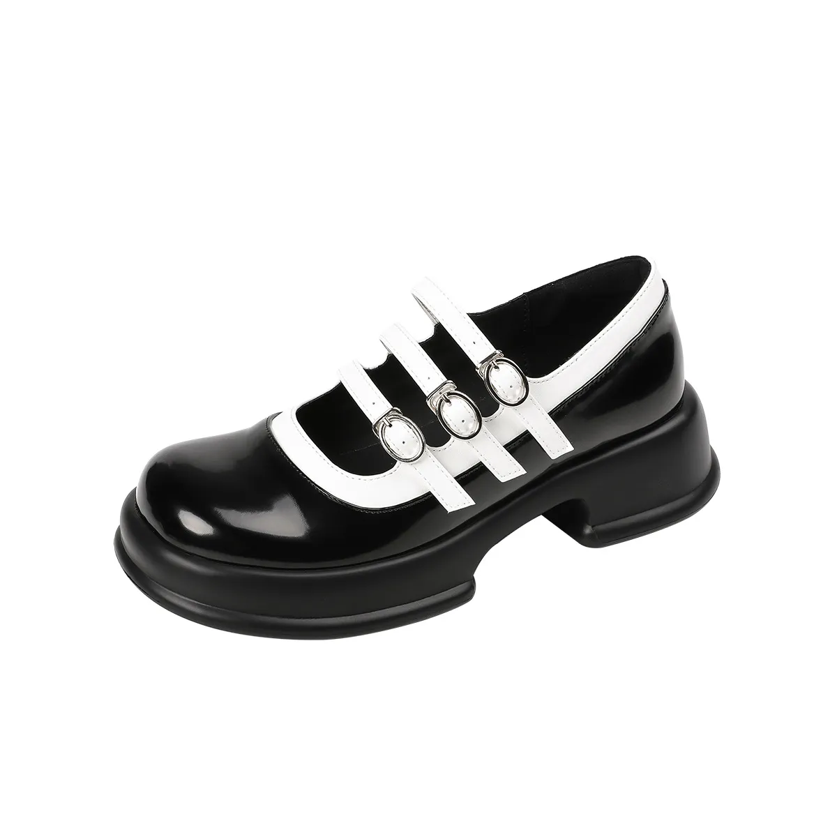 Women Black and White Leather Shoes 