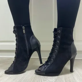 Women's Sexy Black Peep Toe Zipper Indoor Dancing High Heel Ankle Boots